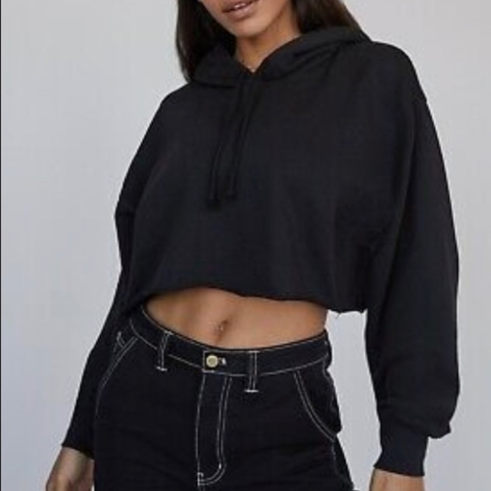 Aritzia TNA The Perfect Cropped Hoodie Black Size small